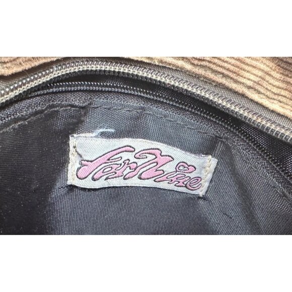 For Nine Dark Brown Corduroy Shih Tzu Dog Theme Shoulder Bag w/Leather Tassels - Picture 5 of 13